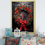 Christmas Holiday Festivity Wreath - Floral Canvas Wall Art