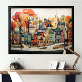 Autumn vintage orange village - Cityscapes Canvas Wall Art