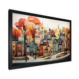 Autumn vintage orange village - Cityscapes Canvas Wall Art