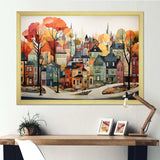 Autumn vintage orange village - Cityscapes Canvas Wall Art