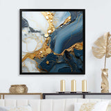 Gold and blue geode art  V - Abstract Canvas Wall Art