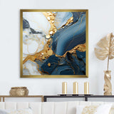 Gold and blue geode art  V - Abstract Canvas Wall Art