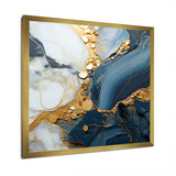 Gold and blue geode art  V - Abstract Canvas Wall Art