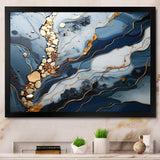 Blue and Gold Marble river II - Abstract Canvas Wall Art