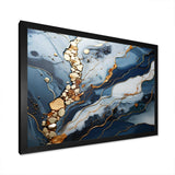 Blue and Gold Marble river II - Abstract Canvas Wall Art