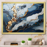 Blue and Gold Marble river II - Abstract Canvas Wall Art