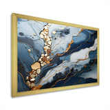 Blue and Gold Marble river II - Abstract Canvas Wall Art