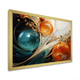 White blue and orange ink storm III - Abstract Canvas Wall Art