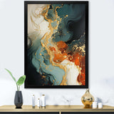 White blue and orange stone storm IV - Abstract Canvas Wall Art