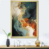 White blue and orange stone storm IV - Abstract Canvas Wall Art