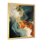 White blue and orange stone storm IV - Abstract Canvas Wall Art