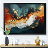 Blue and golden marble storm III - Abstract Canvas Wall Art