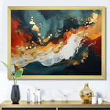 Blue and golden marble storm III - Abstract Canvas Wall Art