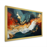 Blue and golden marble storm III - Abstract Canvas Wall Art