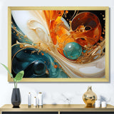 Orange and emerald marble lava I - Abstract Canvas Wall Art