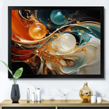 Orange and gold planet waves I - Abstract Canvas Wall Art