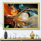 Orange and gold planet waves I - Abstract Canvas Wall Art