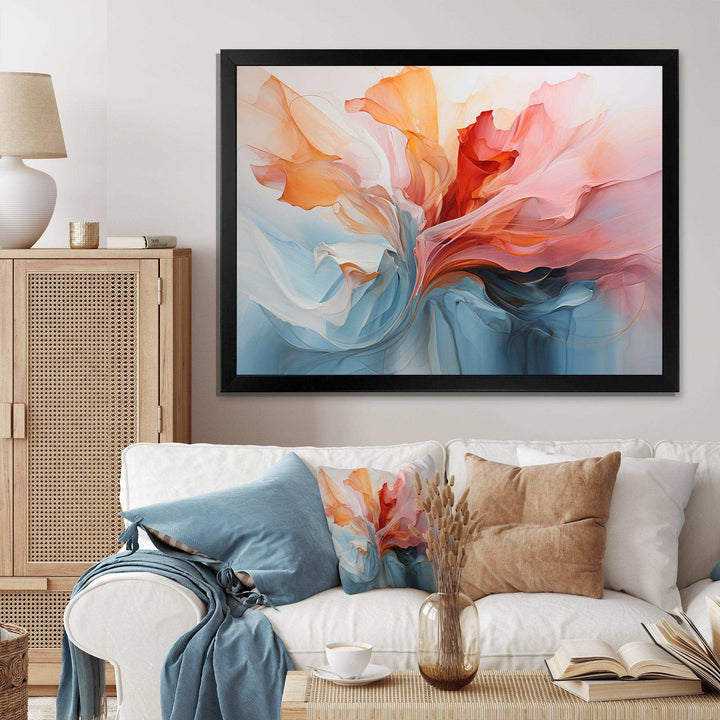 Pink and blue soothing swirls II - Abstract Canvas Wall Art