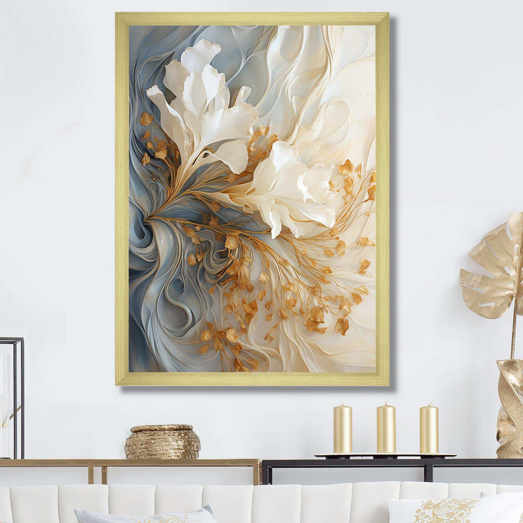White and gold champagne flow V - Food &amp; Beverage Canvas Wall Art