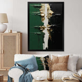 Golden green and black ink merge II - Abstract Canvas Wall Art