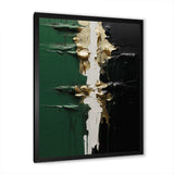 Golden green and black ink merge II - Abstract Canvas Wall Art