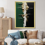 Golden green and black ink merge II - Abstract Canvas Wall Art