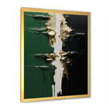 Golden green and black ink merge II - Abstract Canvas Wall Art