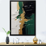 Golden green and black ink merge III - Abstract Canvas Wall Art