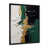 Golden green and black ink merge III - Abstract Canvas Wall Art