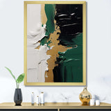 Golden green and black ink merge III - Abstract Canvas Wall Art