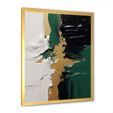 Golden green and black ink merge III - Abstract Canvas Wall Art