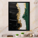 Golden green and black ink merge IV - Abstract Canvas Wall Art