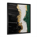 Golden green and black ink merge IV - Abstract Canvas Wall Art