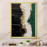 Golden green and black ink merge IV - Abstract Canvas Wall Art