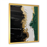 Golden green and black ink merge IV - Abstract Canvas Wall Art