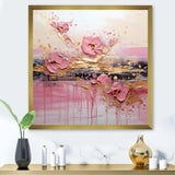 Gold and Pink Modern liquid Shapes II - Abstract Canvas Wall Art