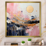 Gold and Pink Modern liquid Shapes III - Abstract Canvas Wall Art