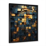 Grunge Gold Cubes Abstract Geometric V - Abstract Canvas Wall Art