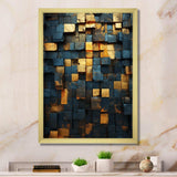 Grunge Gold Cubes Abstract Geometric V - Abstract Canvas Wall Art