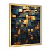 Grunge Gold Cubes Abstract Geometric V - Abstract Canvas Wall Art