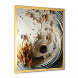 White and blue feather spiral III - Abstract Canvas Wall Art