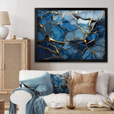 Gold and Blue Marble Mosaic Agate III - Abstract Canvas Wall Art