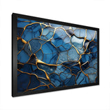 Gold and Blue Marble Mosaic Agate III - Abstract Canvas Wall Art