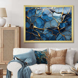 Gold and Blue Marble Mosaic Agate III - Abstract Canvas Wall Art