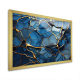 Gold and Blue Marble Mosaic Agate III - Abstract Canvas Wall Art