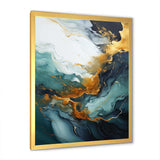 Gold and green white marble waterfall I - Abstract Canvas Wall Art