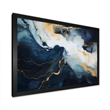 Gold and blue Abstract marble paint IV - Abstract Canvas Wall Art