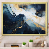 Gold and blue Abstract marble paint IV - Abstract Canvas Wall Art