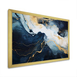 Gold and blue Abstract marble paint IV - Abstract Canvas Wall Art