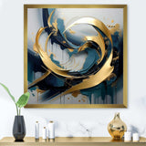 Golden grey Abstract Fractal Whirls of serenity II - Abstract Canvas Wall Art